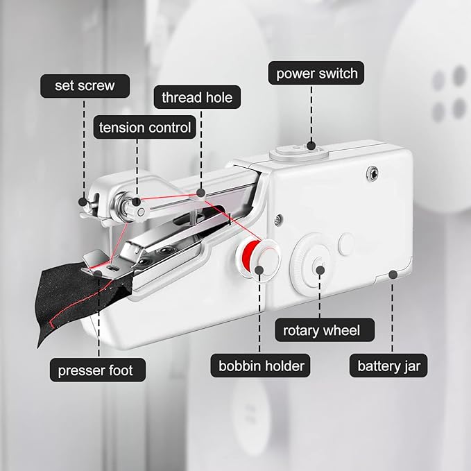 Mini máquina de coser de mano, máquina de coser portátil de costura rápida